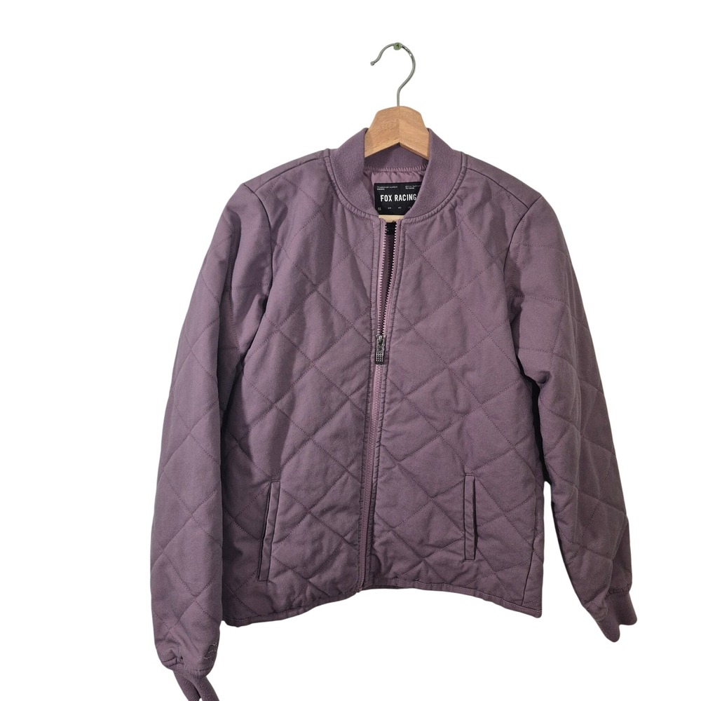 Fox Racing Womens Quilted Bomber Jacket Purple Mauve Full Zip XS MXF-02-74